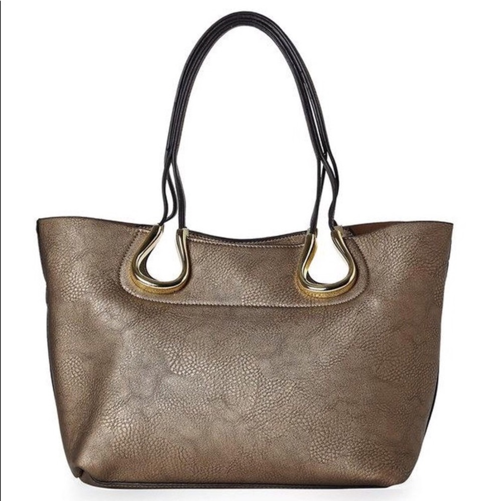 Pewter Handbag With Cosmetic Pouch